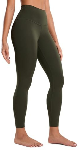 CRZ YOGA Butterluxe Damen High Waist Sport Leggings Blickdicht Yoga Leggins Sporthose Workout Gym Yogahose - 64cm Olivgrun 36