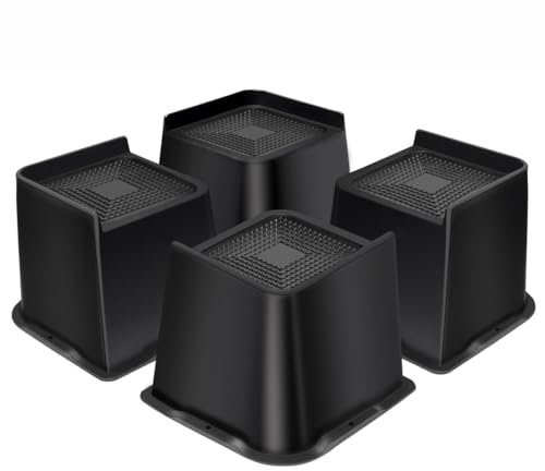 MixDora Bed Risers Heavy Duty 4 inch Furniture Risers L-Shape Table Riser Chair Raisers Lifter for Sofas Couches Desks Set of 4 Pack