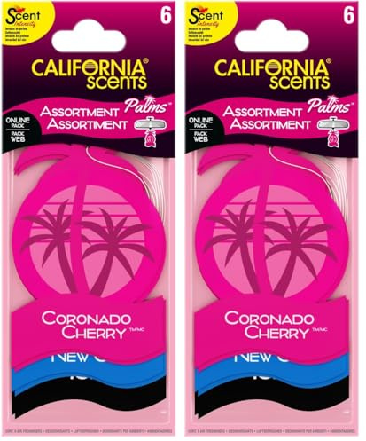 Car Air Fresheners, California Scents Palms, New Car Smell, Set of 6, Various (Pack of 2)