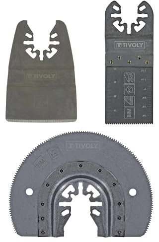 Tivoly XT512720001 - Juego de 3 hojas oscilantes para renovación de suelos, hoja de sierra segmentada bimett cob8% Ø87mm Hoja de inmersión bimetálica coba8% 34mm espátula rígida 52mm