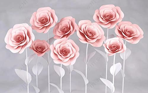 MIWEI Wallpaper Papier Peint Panoramique Fleur Rose Rose Fresque Murale Papier Peint 3D Chambre Peinture Murale S-16996 300X210CM