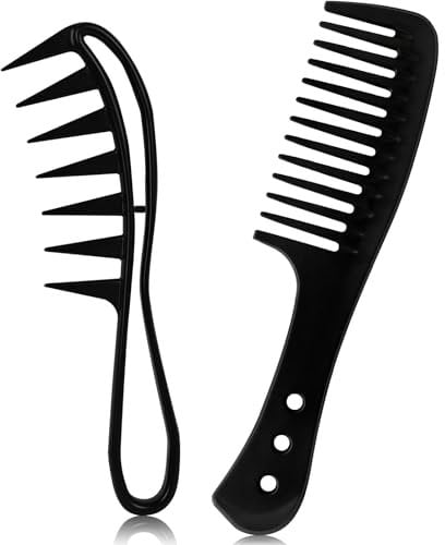 Sularpek 2 Piezas Peine de Dientes Anchos, Peine de Dientes de Tiburón, Peine Pelo Rizado Antiestático, para Cabello Rizado, Ondulado, Pelucas, Mujeres y Hombres