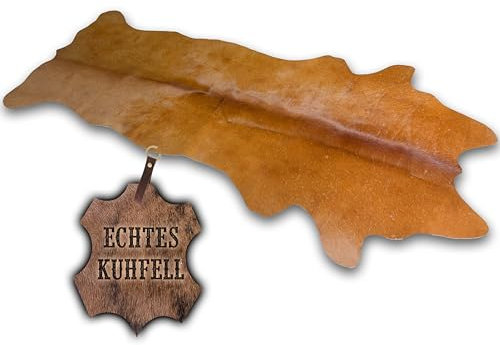 unendlich schoen – Echter Kuhfell Teppich klein, Läufer für Wohnzimmer Flur Eingangsbereich, Rinderfell für kleinere Flächen (rot braun, 160x70cm)
