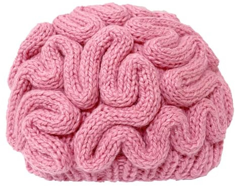 BOMHCS Gestrickte Häkeln Männer Frauen Neuheit Gehirn Beanies Strickmützen Einzigartige Halloween Denken Kappe, Pink, Large