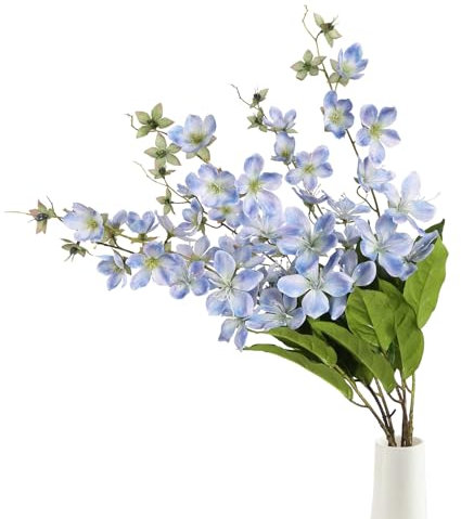 Fqueelvys Künstliche Clematis, künstliche Blumen, Seide, Clematis, Grünpflanzen, künstliche Blumen für Vasen, künstliche Blumen für DIY, Hochzeit, Tafelaufsätze, Arrangements, Party, Heimdekoration, 6