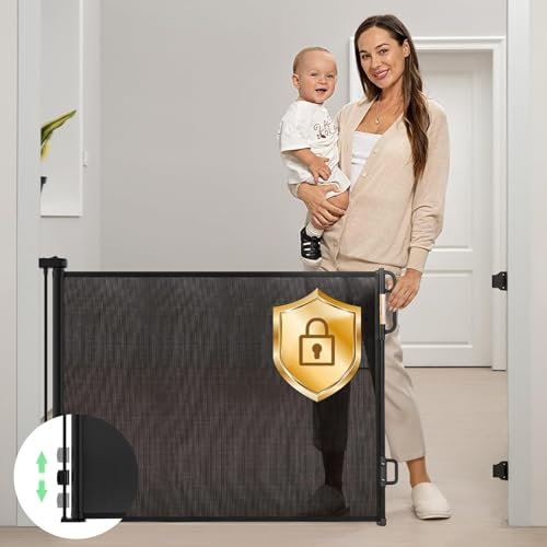 Momcozy Treppenschutzgitter Ausziehbar für Baby, 33 Hoch, Ausziehbar Bis zu 55 Breit, Vermeiden Sie Fußleisten, Kinderschutzgitter für Türen, Treppen, Flure, Innen-/Außenbereich