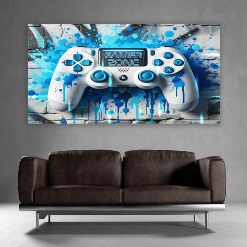 timalo® Gamer Poster gaming zone Wanddeko gamer Bild für die Wand Wandbild Jugendzimmer coole Poster gaming zimmer Bilder für Teenager | Gamerzone Controller Graffiti | gamer-fba-7-B100xH61cm