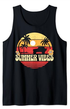 retro tropical summer vibes vacation beach vacay palm trees Tank Top