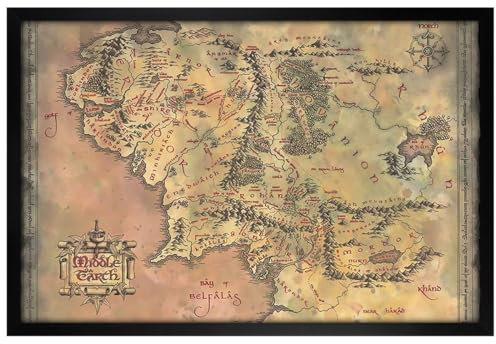 Lord of the Rings Black Wooden Framed Middle Earth LotR Maxi Poster 91.5x61cm