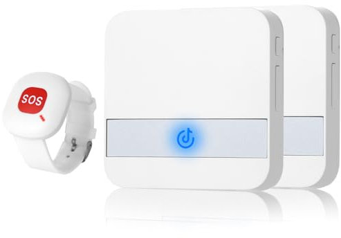 ALEENFOON Notrufknopf für Senioren Hausnotruf mit Notruf Armband, Notruf Kabellos Alarm Notfallknopf für Senioren mit Behinderung und Patienten (1 zu 2)
