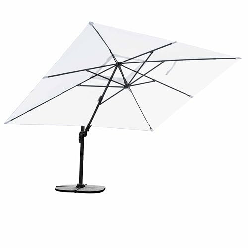 RS Trade Sonnen Ampel Garten Marktschirm 3x4m, 9-fach neig- kippbar, Perlweiss