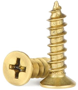 MOOPW Laiton Tête plate Vis à bois Croix Tête fraisée Vis autotaraudeuses Cruciformes Queue Pointue Vis M6 x 30mm 4 Pcs