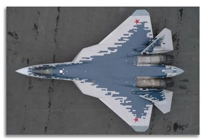 YHNGOL SU-57 Poster, Motiv: Kampfflugzeug, Russland, dekoratives Gemälde, Leinwand, Wandposter und Kunstdruck, moderne Familienschlafzimmer-Dekoration, Poster, 30 x 45 cm