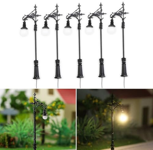 5Pieces Ferrovia Modello N Gauge Lamp, 1: 160 Lampione, 65mm Luce Modello Treno, Modello Ferroviario Led Lampione, Lanterne Parco Lampade Street Lgihts