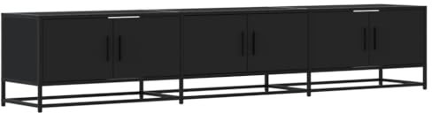 vidaXL Mueble para TV Madera de ingeniería Negro 210x35x41 cm, Soporte de TV, aparador de TV, Mueble de televisor, Banco de TV, Mueble de televisión