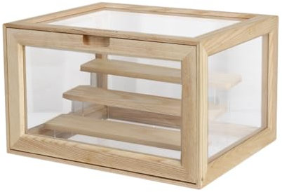 CIPPRO Blind Box High End Aufbewahrungsständer Handgemachte Vitrine Holz Spielzeug Aufbewahrungsbox Puppenschrank Mit Halterung Buchenholz Weiß Wachs Holz(Ash Wood)