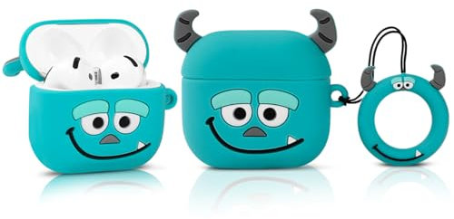 LEWOTE Kompatibel mit Apple Airpods 4 Case schützende lustige Nette Slim Cartoon Cover Abdeckung mit Schlüsselbund (Sully)