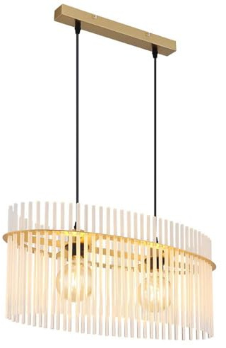 Pendant Light Living Room Lamp Glass Rods Opal 2-Bulb Dining Room Light Metal 2 Bulbs E27 L x W x H 60 x 23 x 140 cm