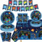 123 Pcs Video Game Birthday Decorations Game Birthday Party Supplies Video Game Decorations Tableware Set Include Plates Banner and Tablecloth for Game on Birthday Decorations Kids Serves 40 Guests