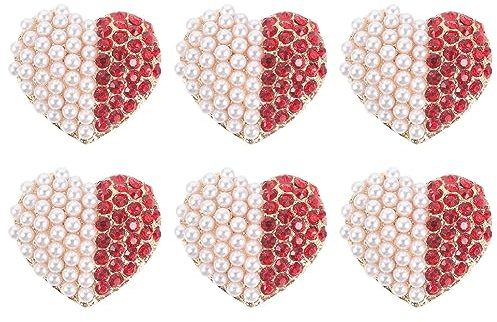 WESIEVYA 6 Pièces Broche d'amour en cristal à épingles Portefeuille broche coeur poussoir décoratif planche bonnet stitch broches fantaisie broche décorative revers à revers alliages
