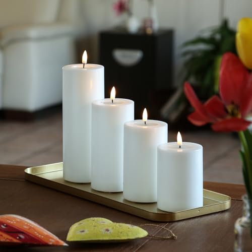 MARELIDA LED Kerzen Deluxe Homeart 4er Set LED Echtwachskerzen mit Fernbedienung und Batterien (weiß)