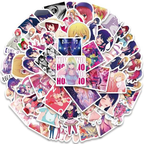 OSHI KO Aufkleber 50Pcs Graffiti Abziehbild Charaktere Hoshino Ai Figur Notizbuch DIY Aufkleber Cartoon Abziehbild für Tablets Becher Skateboard Gepäck Fahrrad Helm Wasserdicht Dekorative Aufkleber