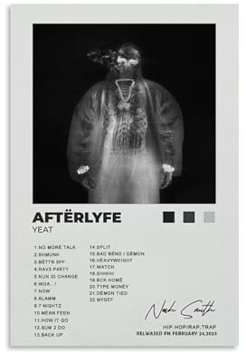 LRXDECOR Yeat-Aftër Lyfe-Poster, trendiges Leinwandposter, Vintage, ästhetischer Wandkunstdruck für modernes Zuhause, Schlafzimmer, Dekoration, 30 x 45 cm, ungerahmt