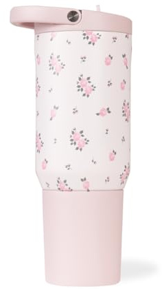 HydroJug Sport - Stainless Steel Tumbler with Straw, Vacuum Insulated, 20oz Leakproof Water Bottle, Ergonomic Design, Reusable, Dishwasher Safe, Rubber Base, Durable for Gym or Outdoors, Wildrose