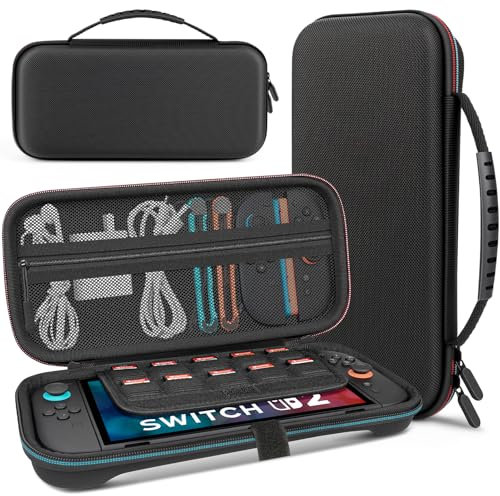 Kiiwah Étui pour Nintendo Switch 2 (2025), Housse de Transport Rigide avec 10 Fentes pour Cartes, Protection Housse de Voyage Portable pour Switch 2 Console et Les Accessoires (Noir)