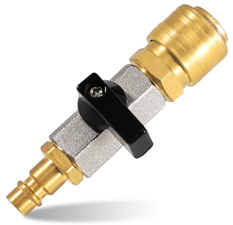 Silkwish Rubinetto di intercettazione ad aria compressa completo (1/4 pollice), in ottone, attacco rapido ad aria compressa con attacco a sgancio rapido, valvola a sfera 1/4 e beccuccio 7,2 NW per