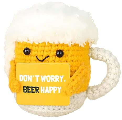 oooaooo Bier Geschenke für Männer, Lustige Geschenke für Männer, Emotional Gestrickte Bierchen mit Motivationskarte, Partner Spielzeug Zum Aufmuntern, Positive Geschenk für Bierliebhaber und Freund