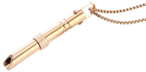 GXAHSOL Collier de respiration anti-stress avec sifflet, bijou pleine conscience pour méditation et yoga, acier inoxydable doré, chaîne 70 cm, unisexe