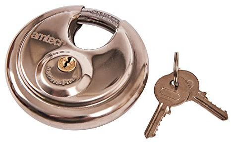 Amtech W4250 90mm Disc Padlock, Heavy Duty and Corrosion Resistant Stainless Steel Construction with 2 Keys