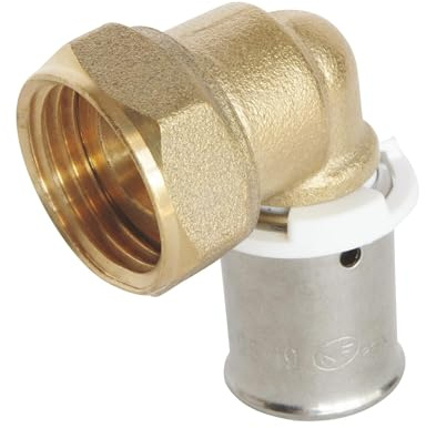 SOMATHERM FOR YOU - Crimpverschraubung Mit Abgewinkelter Drehmutter 15/21 Für Per-Rohr Ø12 - Schnelle Und Zuverlässige Installation, Edelstahl, Kompatibel Mit H-, U-, Rf-Werkzeugen, Max. Druck 10 Bar