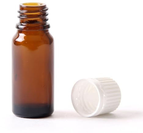 10ml Amber Glass Boston Round Bottle (with White Tamper Evident Cap & Dropper) (10)