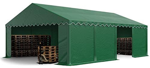 TOOLPORT Lagerzelt 5x8 m Zelthalle Unterstand Weidezelt PVC Plane 700 N wasserdicht in dunkelgrün