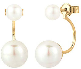 Elli Ohrringe Damen Front-Back Trend mit Süßwasserzuchtperle in 925 Sterling Silber vergoldet