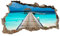 3D Wandtattoo Mauerloch Wandsticker Wandaufkleber Durchbruch Städte Landschaft Abenteuer selbstklebend H 60 x B 100 Schlafzimmer Wohnzimmer (WL04 Strand)