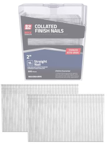 Grip Rite Prime Guard MAXB64896 2-inch 316 Stainless Steel 16-gauge Straight Finish Nail, 500 per Belt Clip