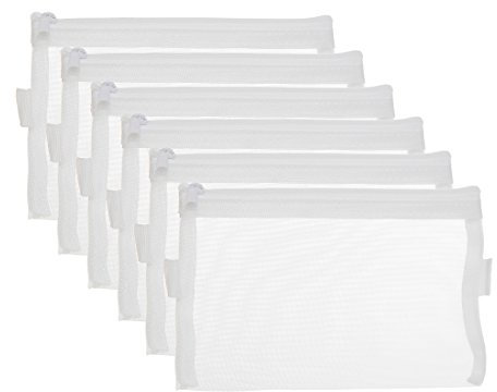 HYFAN Aktenbeutel mit Reißverschluss, atmungsaktiv, transparent, Netzstoff, Dokumente, Tasche, Aufbewahrung für Büro, Schulbedarf (weiß, A4-Größe, 6 Stück)