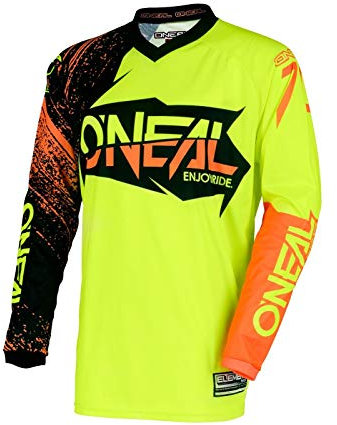 O'NEAL | Motocross-Jersey | MX Enduro | Gepolsterter Ellbogenschutz, V-Ausschnitt, atmungsaktiv | Element Jersey Burnout | Erwachsene | Schwarz Orange | Größe XL