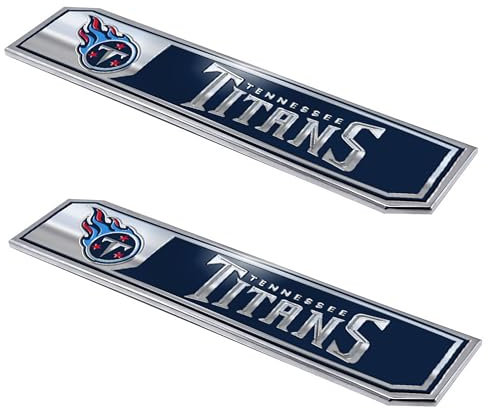 FANMATS NFL – Tennessee Titans 2-teiliges Robustes Aluminium-LKW-Emblem-Set – 4,4 x 20,3 cm
