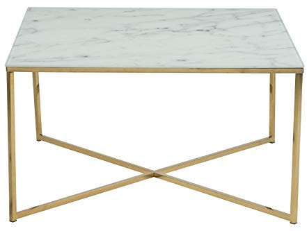 AC Design Furniture Couchtisch Antje, B: 80 x T:80 x H: 45 cm, Glas, Weiss