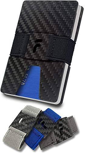 Fidelo Minimalistische Karbon Geldbörse für Herren | RFID-Schutz Kartenetui extraleicht und flach | Slim Wallet aus Carbon | Portmonee mit Geldklammer | Premium Kartenhalter mit Geldscheinklammer