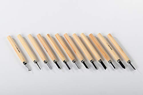 Amati Outillage pour maquette : Jeux de 12 ciseaux en métal avec des lames en bois