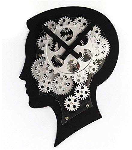 Provance 3D Wanduhr Brain Gehirn Kreative Wanduhr mit Zahnrädern, alle Zahnräder drehen mit