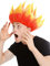 WIG ME UP - LM-19-PC13TPC2B Perücke Damen Herren Karneval hochtoupiert Dämon Teufel Troll Feuer Blume Rot Gelb