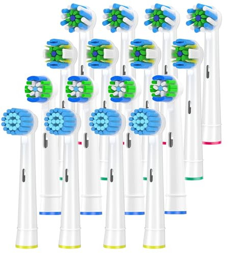 QLEBAO Toothbrush Heads Compatible with Oral b Electric Toothbrush Head, 16PCS - Sensitive, Precision, Floss, Cross Clean