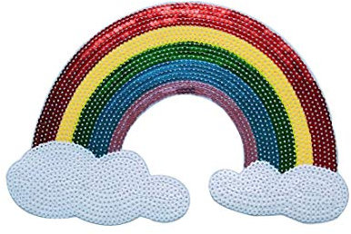 Lorigun DIY Kleidung Nähen/Eisen auf Patch Pailletten Regenbogen Große Applique Mode-Accessoires für T-Shirt
