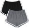 URATOT Damen Sport Shorts, Schwarz, Dunkelgrau, L